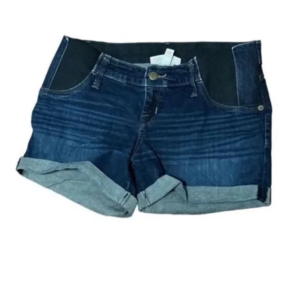 Nice ISABEL Maternity Side Panel Blue Jean Shorts Blue 8 GOOD CONDITION